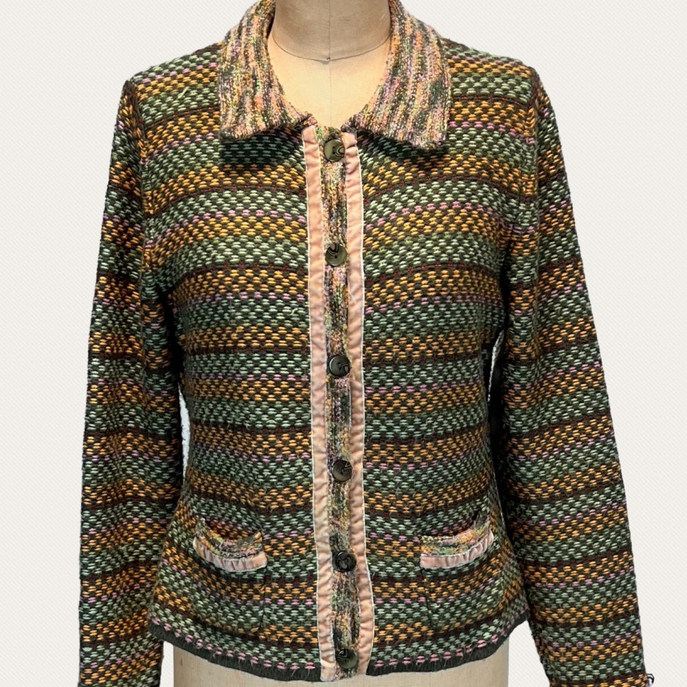 Earthy knit sweater cardigan collar pockets‎ button front woodsy fairycore fairy